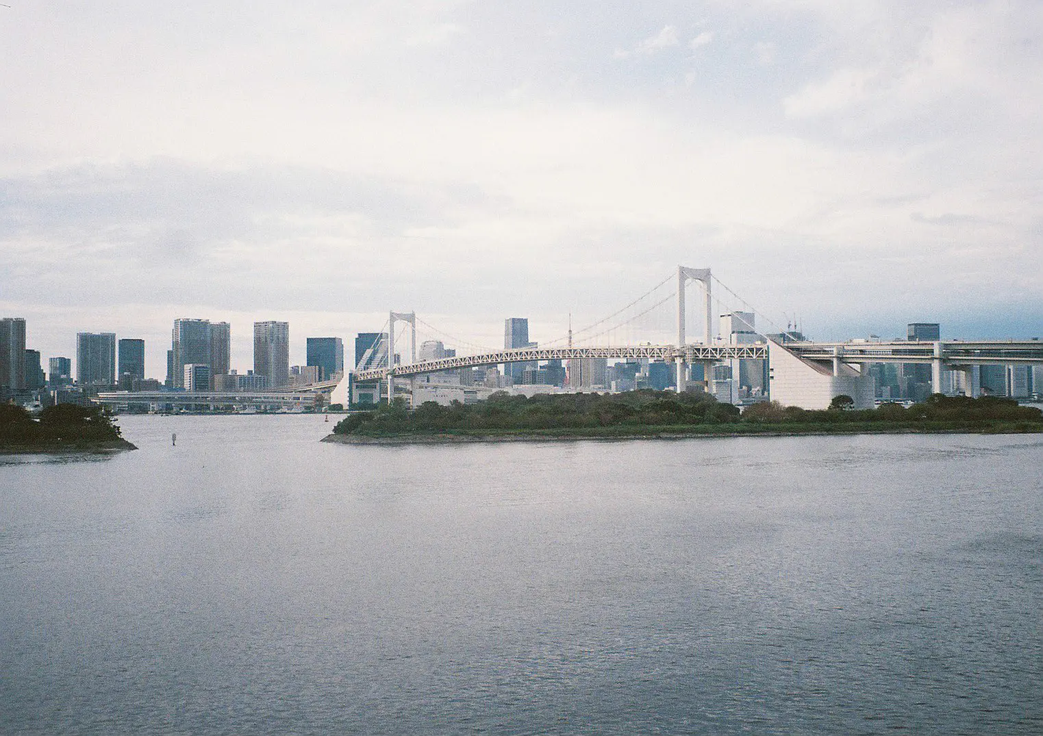 Ponte e skyline di Tokyo sul mare